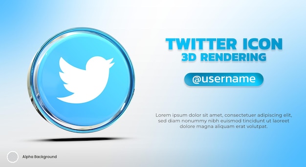 TWITTER 3D RENDERING icon