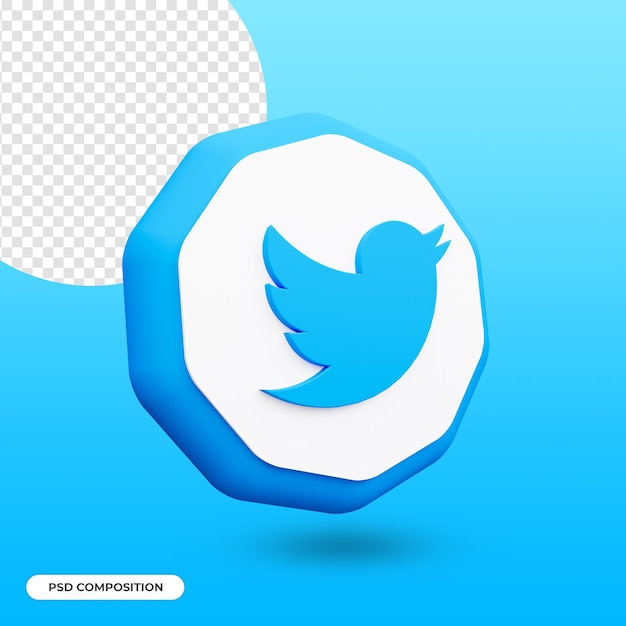 Twitter app icon isolated in 3d rendering