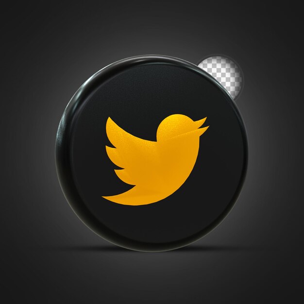 Twitter Black and White glossy logo and social media Icon Design