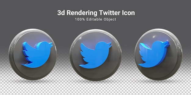 twitter glossy social media icon set 3d