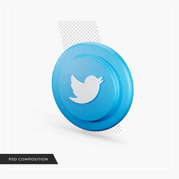 Twitter icon in 3d rendering