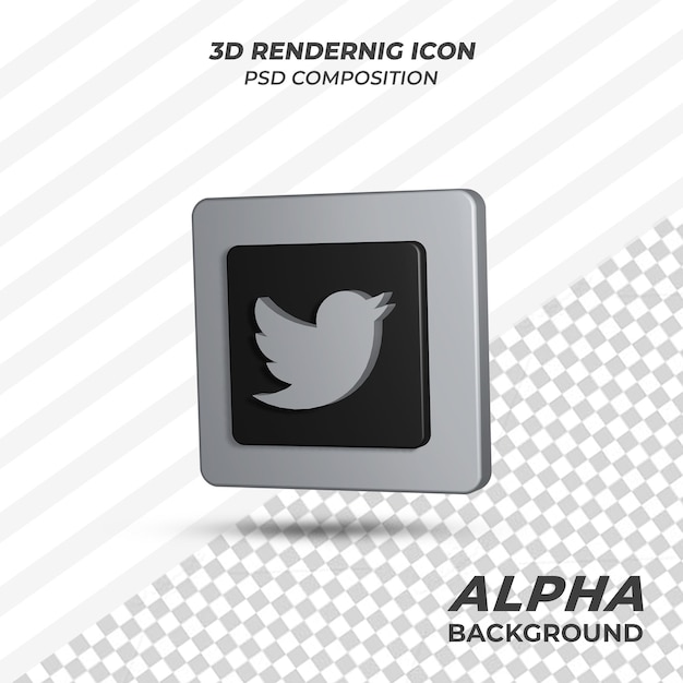 twitter icon in 3d rendering