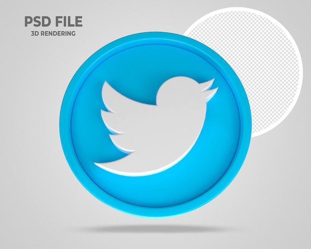 Twitter Logo 3D Render Style