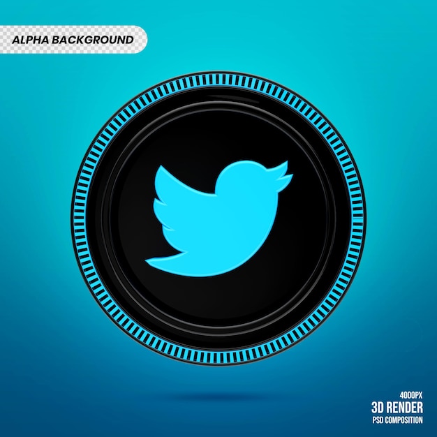 Twitter Logo Badge 3D Render