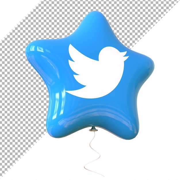 Twitter logo social media balloons star 3d