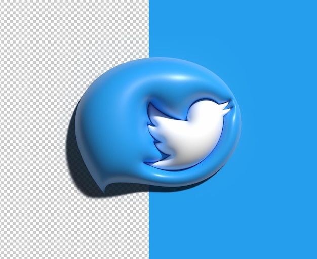 Twitter Social media logo 3D Transparent Psd File.