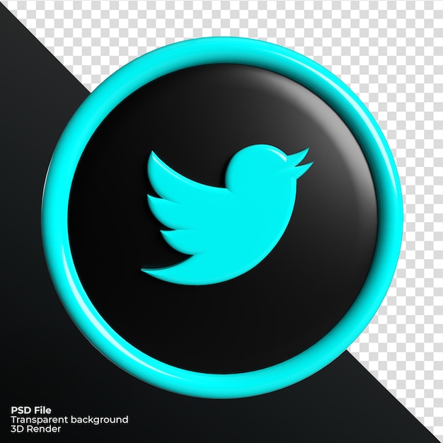 Twitter social media logo icon 3d render transparent background