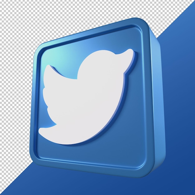 twitter transparent 3d square shaped social media logo