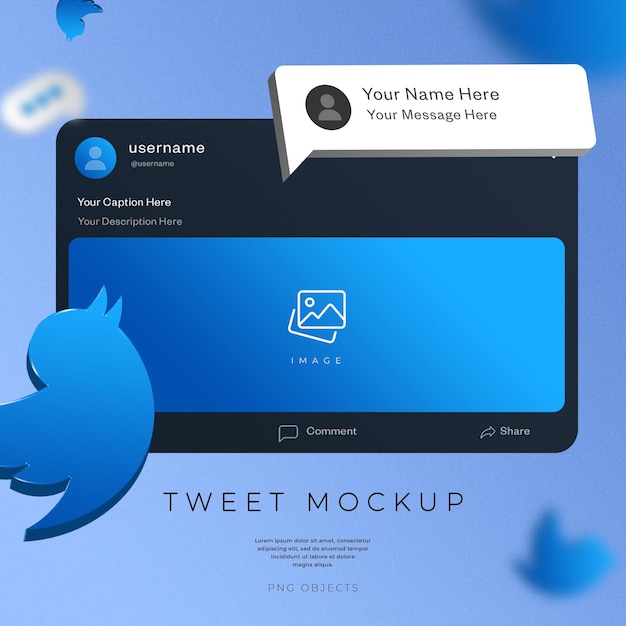 PSD twitter tweet with 3d elements