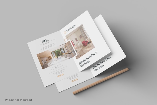 Two A4 Bifold Mockup for showcasing your design to client