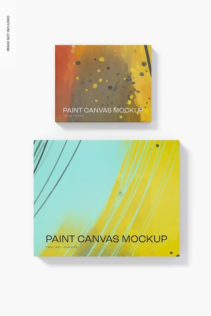 PSD two art canvas mockup, top view