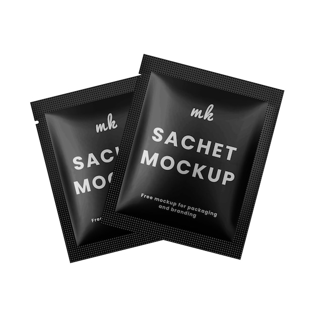 Two bags of fabric that say sachet mockup.