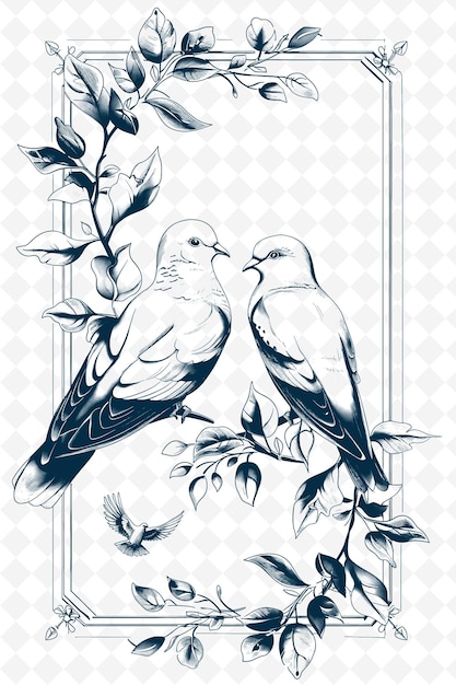 two birds on a branch with flowers in the background