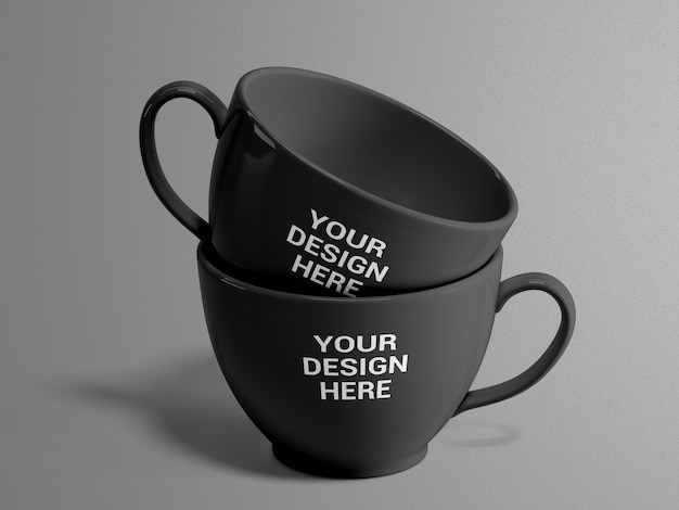 Two black mugs mockup