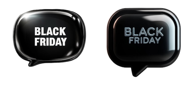 Two black speech bubble with Black Friday written on them