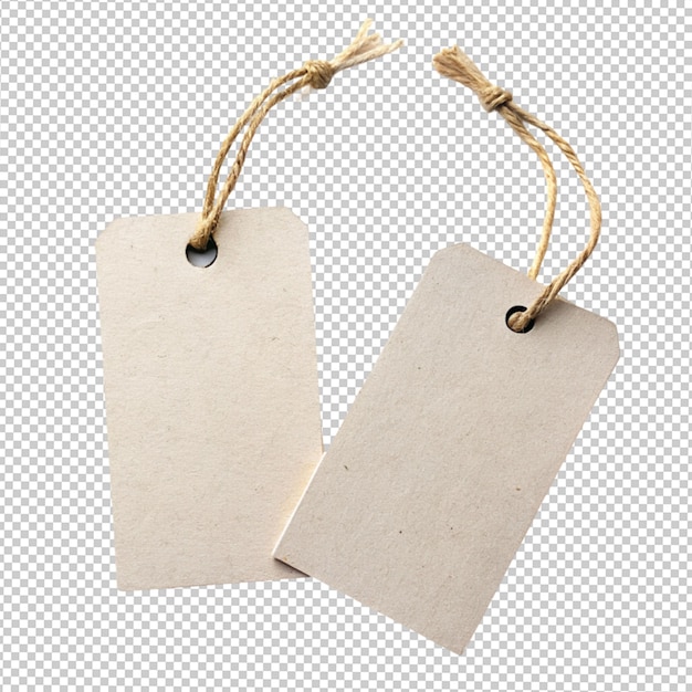 two blank paper tag on transparent background