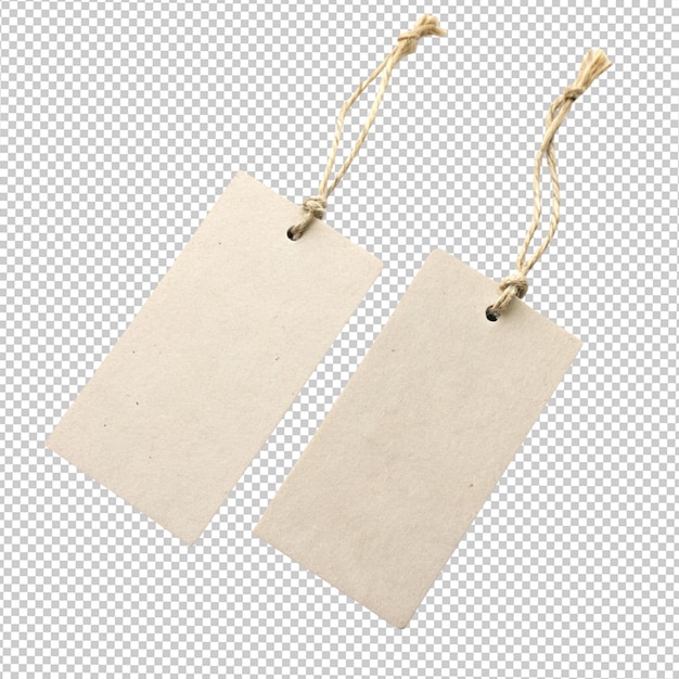 two blank paper tag on transparent background