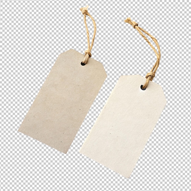 two blank paper tag on transparent background