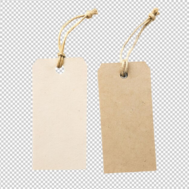 two blank paper tag on transparent background