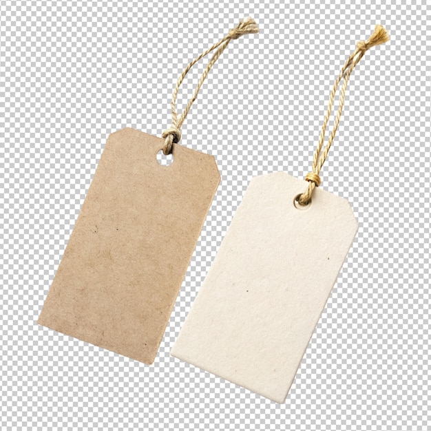 two blank paper tag on transparent background