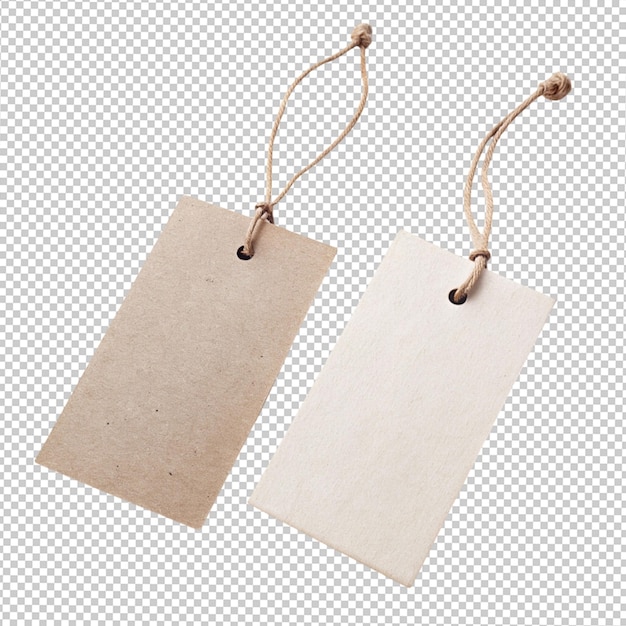 two blank paper tag on transparent background