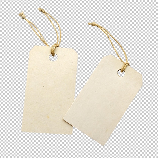 two blank paper tag on transparent background