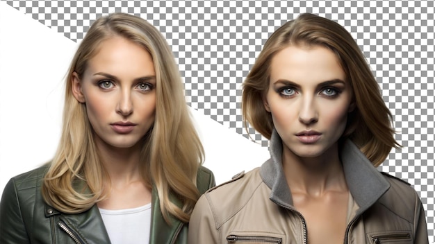 Two Blonde Women Wearing Leather Jackets Portrait