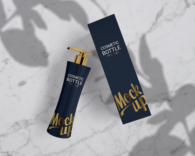 two bottles of a bottle of parfait are on a marble surface skincare bottle mockup