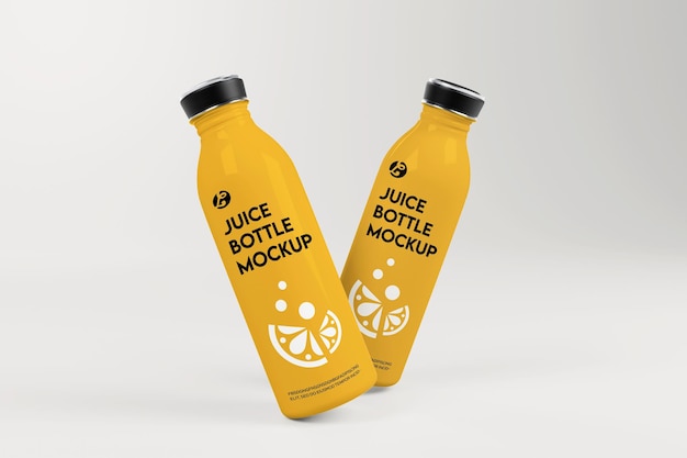 Two bottles of juice bottle mockup with a white background.