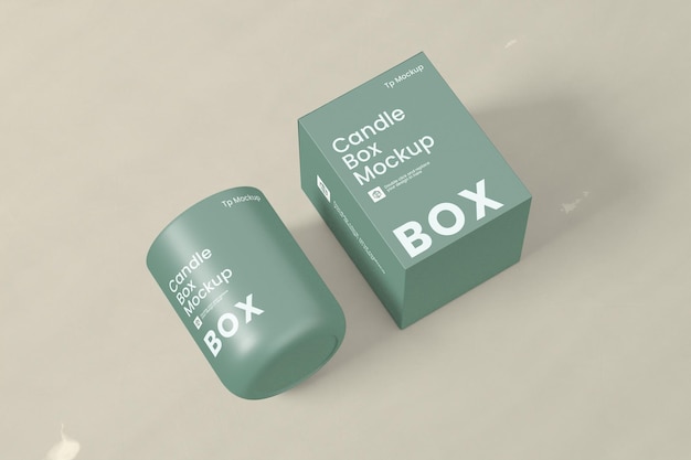 Two boxes of candle boy mockup are next to each other.