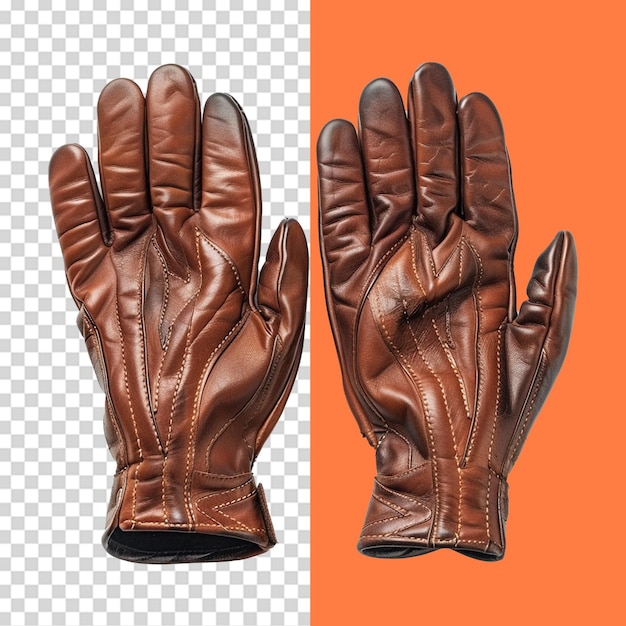 two brown leather gloves isolated on transparent background png