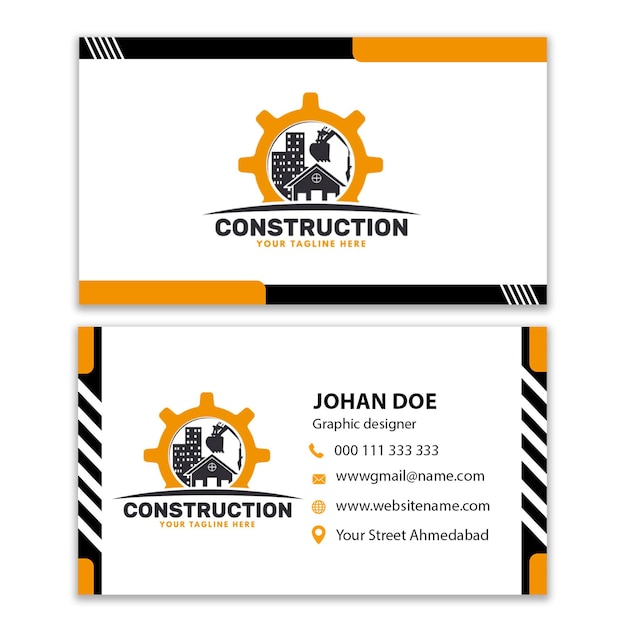 two business cards with the words construction on them