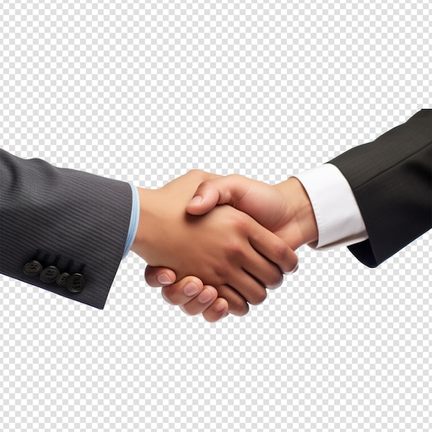 PSD two business people shaking hands isolated transparent background