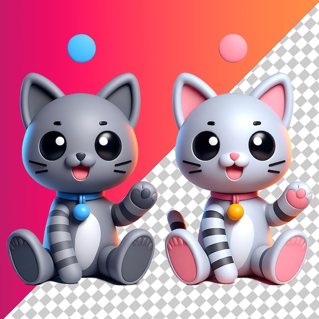 PSD two cartoon cats are sitting on a checkered table