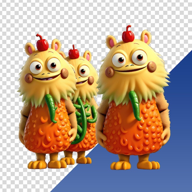 PSD two cartoon characters are standing side by side one of which has a face on it