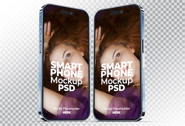 Two cell phones are on a checkered surface with a woman on the cover.