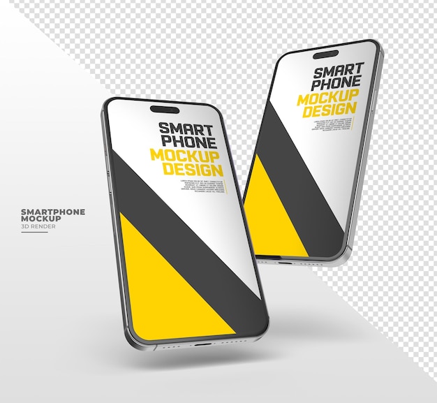 Two cell phones with the words smart phone mockup on them.