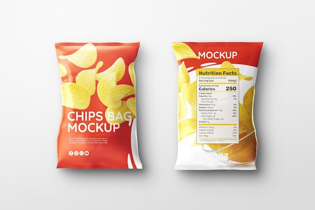 Two Chips Packaging Product Mockup Template Design with White Background PSD