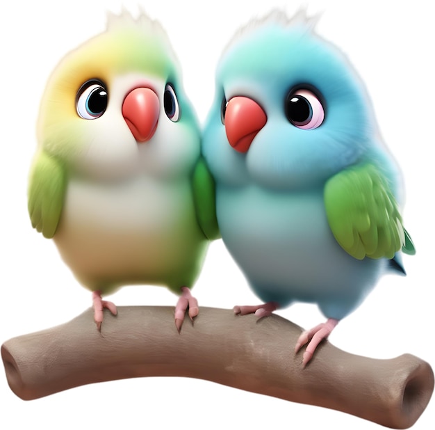 two colorful birds are sitting on a log one has a green blue yellow and green feathers