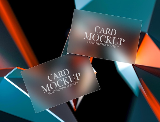 PSD two colorful glass morphism effect business card mockup design