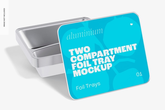 Two Compartment Foil Tray Mockup, Perspective