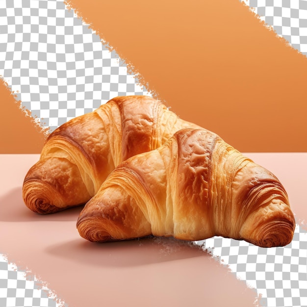 Two croissants on a transparent background