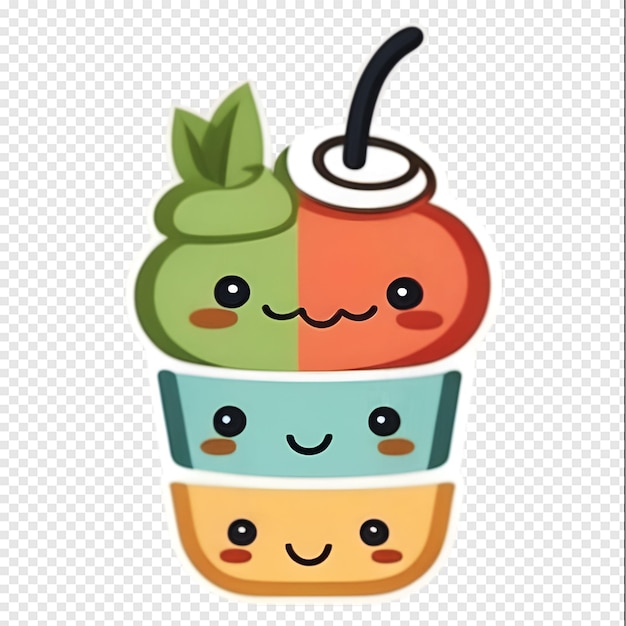 PSD two cups of fruit and a face with a face on the top