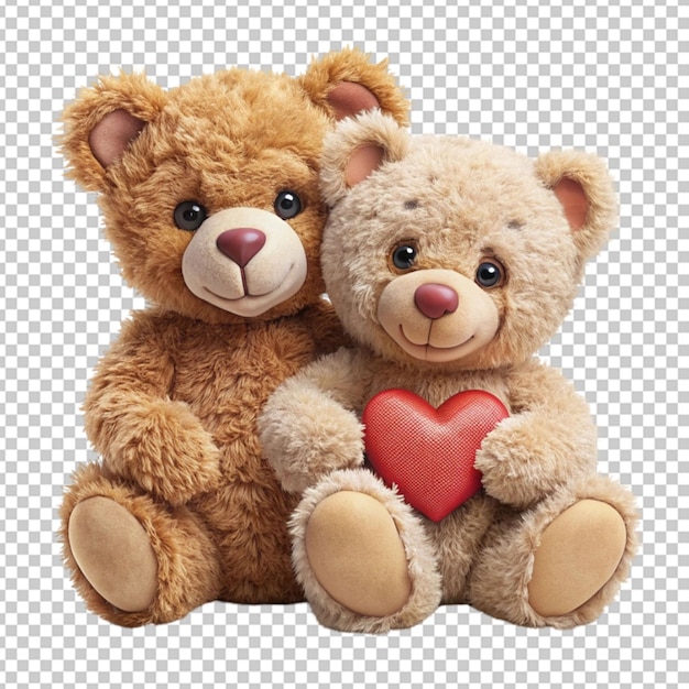 PSD two cute teddy bears in love transparent background