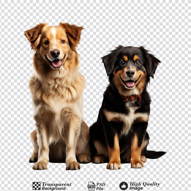 PSD two dogs isolated on transparent background