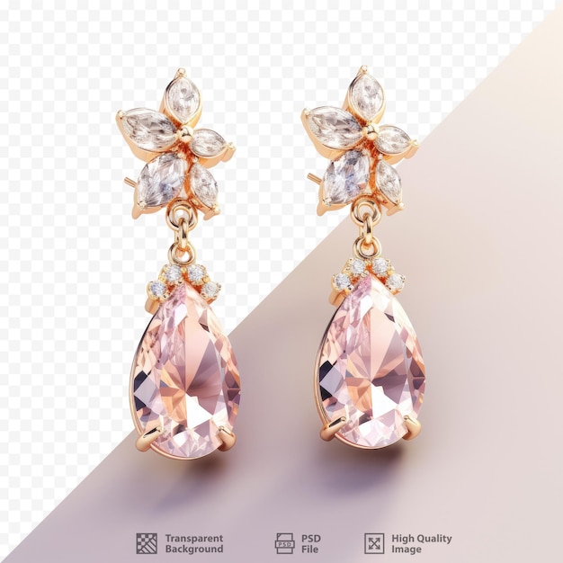 two earrings with diamond earrings and a diamond on the left.