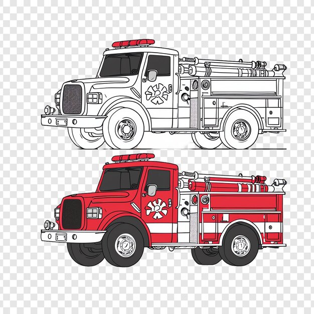 PSD two fire trucks with the words firemen on them