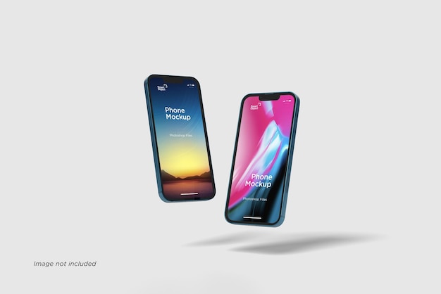 Two floating phones mockup