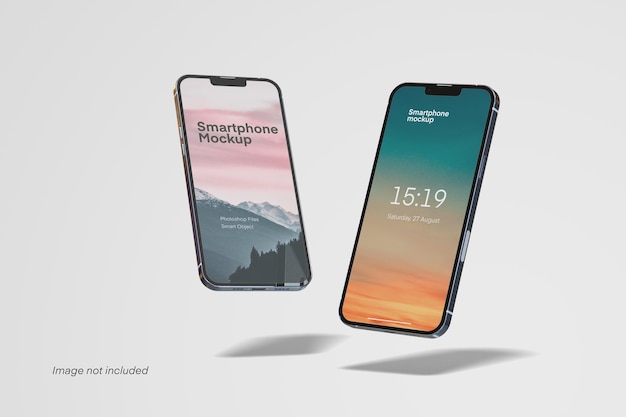 Two floating smartphone mockups