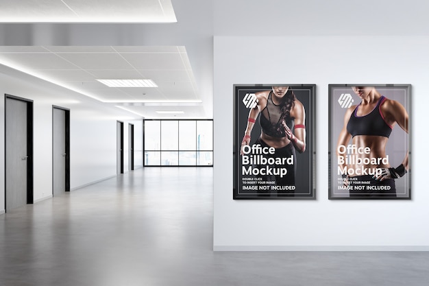 Two Frames hanging on office wall mockup